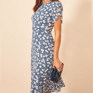 Reformation Blue and White Floral Midi Dress